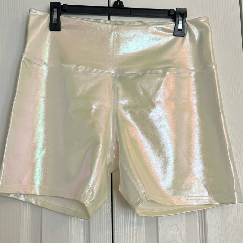 White Metallic Bike Shorts